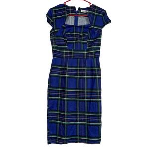 Y2K Womens Plaid Pencil Dress Bodycon Grace Karin Sz-S Preppy Academia Corporate